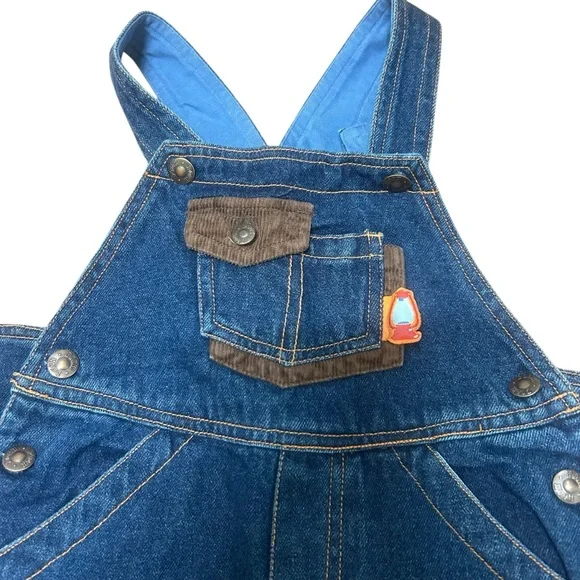 Vintage Disney Pooh Bear Denim Overalls Embroidered Camping Theme 24 months - Picture 5 of 8